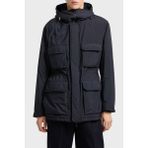 Emporio Armani EM003184 AF18503 UB118 - Lacivert Logolu Regular Kapüşonlu Şişme Erkek Mont