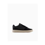 Emporio Armani Erkek %100 Sığır Derisi Logo Baskılı Süet Detaylı Siyah Sneaker -Q781 X4X636 XR329