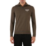 EMPORIO ARMANI Erkek Dik Yaka, Fermuarlı, Regular Fit, Yünlü Kazak, Haki