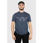 Emporio Armani Erkek Dokuma Bisiklet Yaka Kısa Kollu Günlük Mavi T-Shirt 6D1TQ9 1JWZZ-07B9 - 3XL