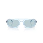EMPORIO ARMANI(エンポリオアルマーニ) Erkek Ea4240u Evrensel Fit Dikdörtgen Güneş Gözlüğü, Parlak Şeffaf Işık/Açık Mavi, 53 mm