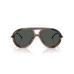 Emporio Armani Erkek Ea4242u Evrensel Fit Aviator Güneş Gözlüğü, Parlak Çizgili Kahverengi/Koyu Gri, 56 mm