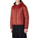 Emporio Armani Erkek Kapüşonlu Fermuarlı Şişme Mont, Bordo, 54 Beden