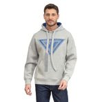 Emporio Armani Erkek Kapüşonlu Sweatshirt, Mavi Üçgen Baskılı, Gri, M Beden