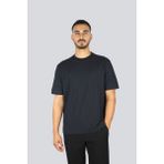 Emporio Armani Erkek Pamuklu Jarse Kumaş Kabartmalı Kare Motifli Yuvarlak Yaka Kısa Kollu Mavi T-Shirt EM002967 AF10762-FB360