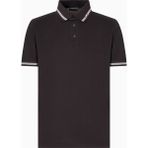 Emporio Armani Erkek Polo Yaka Kısa Kollu Düğmeli Yaka ve Kol Uçları Şerit Detaylı Siyah1 Polo Yaka T-Shirt EM000852 AF12955-F8081 - XL