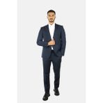 Emporio Armani Erkek Regular Fit Düz Kesim Mikro Desenli Saf Yün Lacivert Takım Elbise EM000098 TE16852-FB199 - 50