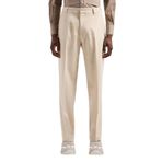 EMPORIO ARMANI Erkek Regular Fit Yünlü Pantolon, Normal Bel, Ekru, 46