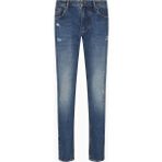 Emporio Armani Erkek Slim Fit Eskitme Desenli Esnek Pamuklu Dar Paça Denim Mavi Jeans EM000121 AF17795-MB002 - 38 / 32