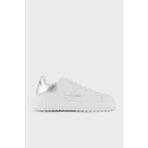 Emporio Armani Hakiki Deri Sneaker Ayakkabı Bayan Ayakkabı X3X187 XN850 M696 - Beyaz - Gümüş