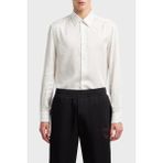 Emporio Armani Jakarlı Regular Fit Saten Görünümlü Klasik Yaka Gömlek Erkek Gömlek EM001537 AF15074 F0140 - Beyaz