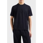 Emporio Armani Kabartmalı Logo % 100 Pamuk Regular Fit Bisiklet Yaka T Shirt Erkek T Shirt EM001040 AF13669 UB118 - Lacivert