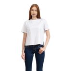 Emporio Armani Kadın Bisiklet Yaka Crop T-Shirt,%100 Pamuk, Regular Fit, Beyaz, L Beden
