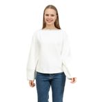 Emporio Armani Kadın Comfort Fit Sweatshirt, Kayık Yaka, Uzun Kol, Beyaz, M