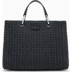 Emporio Armani Kadın Kabartma Desenli Manyetik Kapamalı Çıkarılabilir Omuz Askılı Siyah Omuz Çantası EW000360 AF18941-UC001