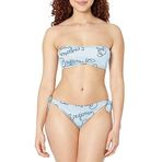 Emporio Armani Kadın Logomania Band and Fiyonk Brezilya Bikini Seti, Beyaz/Lacivert, XS