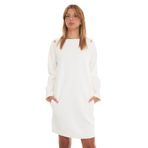 Emporio Armani Kadın Pamuklu Relaxed Fit Kare Yaka Mini Elbise, Ekru, 42 Beden