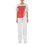 EMPORIO ARMANI Kadın Regular Fit Elastik Bel Bantlı, Yırtmaçlı Pantolon, Beyaz, M