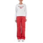 EMPORIO ARMANI Kadın Regular Fit Pantolon, Elastik Bel Bantlı, Yırtmaçlı, Kırmızı, M