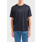 Emporio Armani Logo Baskılı Pamuklu Regular Fit Bisiklet Yaka T Shirt Erkek T Shirt EM000780 AF12926 UB118 - Lacivert - XL