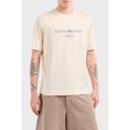 Emporio Armani Logo Işlemeli Regular Fit Pamuklu Bisiklet Yaka T Shirt Erkek T Shirt EM001033 AF10017 M1052 - Ekru - XL