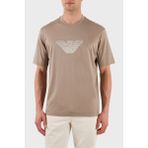 Emporio Armani Logo Işlemeli Regular Fit Pamuklu Bisiklet Yaka T Shirt Erkek T Shirt EM001033 AF10017 M6116 - Bej - 2XL
