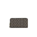 Emporio Armani Monogram Baskılı Fermuarlı Cüzdan Siyah Siyah Siyah/Ekra FC033