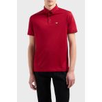 Emporio Armani Pamuk Karışımlı Logolu Düğmeli Polo Yaka T Shirt Erkek Polo Yaka T Shirt EM001704 AF10017 M5037 - Kırmızı - XL