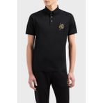 Emporio Armani Pamuk Karışımlı Logolu Düğmeli Polo Yaka T Shirt Erkek Polo Yaka T Shirt EM001704 AF10017 MC183 - Siyah - 2XL