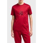 Emporio Armani Pamuklu Karışımlı Regular Fit Bisiklet Yaka T Shirt Erkek T Shirt EM001702 AF10017 U5078 - Kırmızı - XL