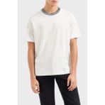 Emporio Armani Şerit Detaylı Pamuk Regular Fit Sıfıt Yaka T Shirt Erkek T Shirt EM000853 AF12926 U0003 - Beyaz