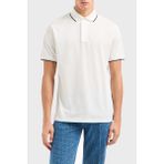 Emporio Armani Şeritli Pamuk Düğmeli Polo Yaka T Shirt Erkek Polo Yaka T Shirt EM000858 AF12955 U0003 - Beyaz