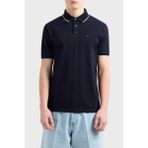 Emporio Armani Şeritli Pamuk Düğmeli Polo Yaka T Shirt Erkek Polo Yaka T Shirt EM000858 AF12955 UB118 - Lacivert - 2XL