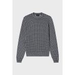 Emporio Armani Yünlü Jakarlı Logo Baskılı Regular Fit Bisiklet Yaka Kazak Erkek Kazak EM001989 AF14199 FC043 - Siyah - Beyaz