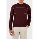 Emporio Armani Yünlü Şerit Detaylı Regular Fit Bisiklet Yaka Kazak Erkek Kazak EM002796 AF14199 M5065 - Bordo - 2XL