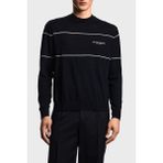 Emporio Armani Yünlü Şerit Detaylı Regular Fit Bisiklet Yaka Kazak Erkek Kazak EM002796 AF14199 MB173 - Lacivert - 2XL