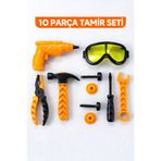 Empressco 10 parça oyuncak Tamir Seti Tamir Gözlüğü+Tornavida+Vida+Somun+İngiliz Anahtarı+Matkap+Pense+Çekiç