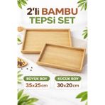 Empressco 2'li Bambu Ahşap Sunum ve Dekoratif Organizer Tepsi Seti