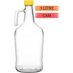 Empressco 3 Litre Cam Şişe, Saplı, Zeytinyağı, Sirke, Turşu ve Şalgam Suyu Için