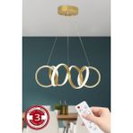 Empressco 3 Renk Kumandalı Gold Kasa Dimmerli Kıvrım LED Avize - Seçenek 1 - Ahşap
