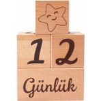 Empressco 4'lü Ahşap Blok Seti Yazılı ve Simgeli, Kahverengi, Eğlenceli ve Öğretici Oyun - Seçenek 1 - Ahşap - Ceviz