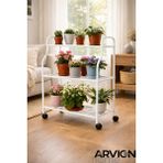 Empressco Arvionhome Beyaz 3 Katlı Metal Tekerlekli Mutfak ve Dekoratif Saksılık Rafı-Organizer - Fiyatı, Yorumları - Seçenek 1 - Abanoz