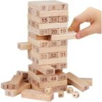 Empressco Büyük Boy Ahşap Jenga Seti, Eğlenceli ve Şık Oyun Keyfi - Seçenek 1 - 1BW-Beyaz