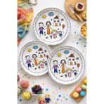 Empressco Çocuk Desenli Renkli Pasta Tabağı 20 cm – 6’lı Set, Tatlı ve Ikramlar Için - Seçenek 1 - 51R-Turuncu