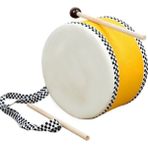 Empressco Çocuklar Için Ahşap Deri Sarı Davul ve Tokmaklı Müzik Oyunu Seti - Seçenek 1 - Altın