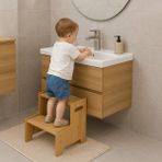 Empressco Fida Kaymaz Ahşap Çocuk Basamak Tabure - Banyo & Lavabo Yükseltici Basamak - Fiyatı, Yorumları - Altın