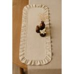 Empressco Fırfırlı Keten Runner, Doğal ve Şık Sofra Dekoru, Zarif Tasarım - 10 x 10 cm