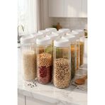 Empressco Homekolik 12’li Beyaz Kapaklı Uzun Cam Saklama Kabı Seti 1500 ml –bakliyat/makarna/un-Şeker Saklama Kabı Seti - Fiyatı, Yorumları - 079 Buz Beyazı - Seçenek 1