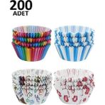 Empressco Renkli 200 Adet Muffin ve Cupcake Kağıdı, Kek Kalıbı Seti - Seçenek 1 - (ClearEyelets)Black-RadiantOrchid