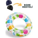 Empressco Renkli 61 cm Çocuk Deniz Havuz Simidi + Hediye Bone, Güvenli ve Eğlenceli - Altın - 0 - 12 Ay